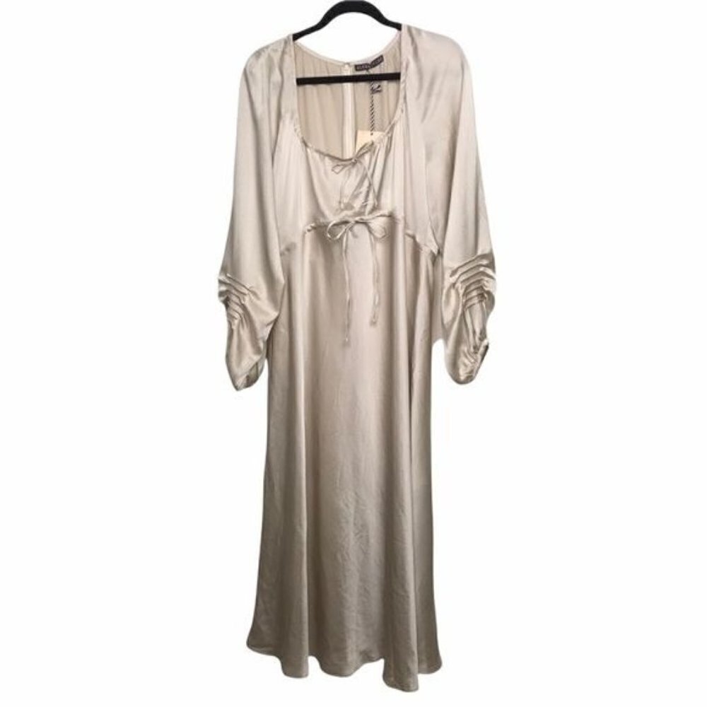 AlexaChung Phoenix Champagne Satin Empire Midi Dress NWT Size 12